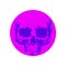 Vector illustration of humanity in the cyber universe. Vector skull in a purple circle, on a white background.