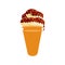 Vector illustration of Ice cream cone with scoops of vanilla top