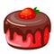 Vector illustration, icon decorative cake with strawberries and chocolate isolated on a white