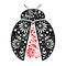 Vector illustration. Icon of decorative ornamental black ladybug, over white background