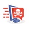 Vector illustration icon with digital media concept about dangerous content information, computer hacked by hackers