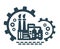 Vector illustration, icon, factory logo. Industrial facility. Universal design.