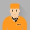 Vector illustration. Icon prisoner. Recidivist in orange uniform