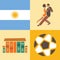 Vector illustration icon set of Argentina, flag, dance, house, soccer ball