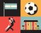 Vector illustration icon set of Argentina, flag, dance, house, soccer ball