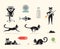 Vector illustration icon set of cat