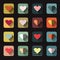 Vector illustration icon set of red hearts shape