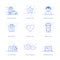 Vector illustration of icon shopping concept likes in line style. Linear blue phone with geometric symbols. icon set