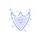 Vector illustration of icon shopping concept web protected in line style. Linear blue shield with cute smile.