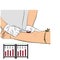 Vector illustration image a doctor using a needle to draw blood from an investigator