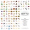 Vector illustration of india, hippodrome, horse, golf, club france country fast food event service dog breed icon set.