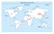 Vector illustration. Infographics. World population in 2020. Map with population data by continent. Elements are isolated