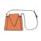 Vector illustration from ink hand drawn sketch of a vintage orange shoulder bag with a geometric triangle cover detail