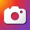 Vector illustration instagram camera, social media or network with color gradient background