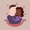 Vector illustration of interracial couple