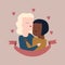 Vector illustration of interracial female homosexual couple