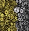 Vector illustration iron background with white and yellow gears