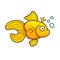 Vector Illustration Isolated On Background Goldfish Aquarium Fish Silhouette Illustration. Colorful Cartoon Flat Aquarium Fish