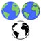 Vector illustration isolated icons Earth on a white background.