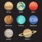 Vector illustration of isolated solar system planets