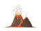 Vector illustration of an isolated volcano. Volcanic eruption with flowing lava as a natural cataclysm.