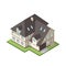 Vector illustration of isometric large private cottage or house