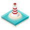 Vector illustration of isometric lighthouse.