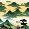 Vector illustration Japanese Mount Fuji with variety trees, perfect for travel