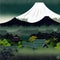 Vector illustration Japanese Mount Fuji with variety trees, perfect for travel