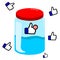 Vector illustration of a jar that holds lots of likes notifications from social media