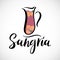 Vector illustration of Jug of Spanish wine drink Sangria with lettering.