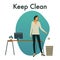 Vector illustration of Keep Our Workplace Clean.
