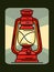 Vector illustration of kerosene lantern drawn in art line style.