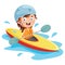 Vector Illustration Of Kid Canoeing
