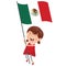 Vector Illustration Of Kid Holding Flag