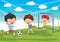 Vector Illustration Of Kid Playing Football