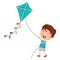 Vector Illustration Of Kid Playing Kite