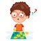 Vector Illustration Of Kid Playing Puzzle