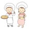 Vector illustration of kid professions, pizza chef & cook. What I want to be when grow up. Children occupations costume. Childhood