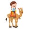 Vector Illustration Of Kid Riding Camel