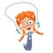 Vector Illustration Of Kid Skipping Rope