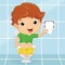 Vector Illustration Of A Kid at Toilet