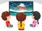 Vector Illustration Of Kid Watching Tv