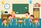 Vector Illustration Of Kids Classroom