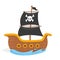 Vector illustration of kids pirate ship in the ocean