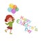 Vector illustration kids playing, greeting card happy childrens day background