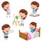 Vector Illustration Of Kids Daily Routine Activities