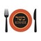 Vector illustration of kosher plate label with fork and knife