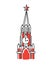 Vector illustration with the Kremlin tower in Moscow, Russia, in line style