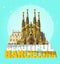 Vector illustration of La Sagrada Familia - the impressive cathedral designed by Gaudi on a white background.